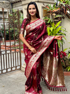 Maroon Banarasi Soft Silk Sarees | TRENDBUY