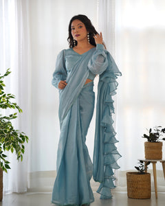 Ready to Wear Saree with Stitched Blouse | Jimmy Choo Fabric