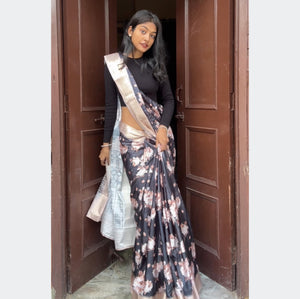 Black Saree with Golden Border | TRENDBUY