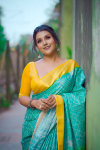 Green Yellow Silk Saree | TRENDBUY