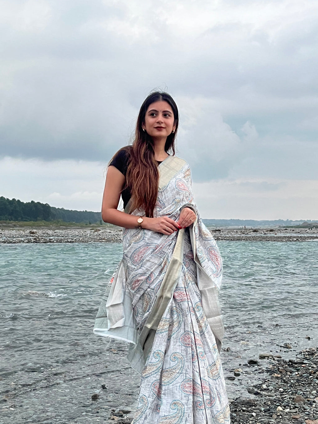 Elegant Grey Colour Silk Saree