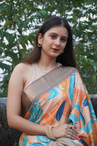 Light Brown Printed Saree | TRENDBUY