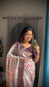 Light Chocolate Brown Printed Saree | TRENDBUY