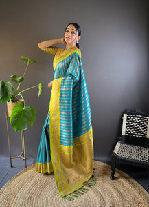 Premium Sky Blue Soft Silk Zari Woven Saree for Festive Celebrations