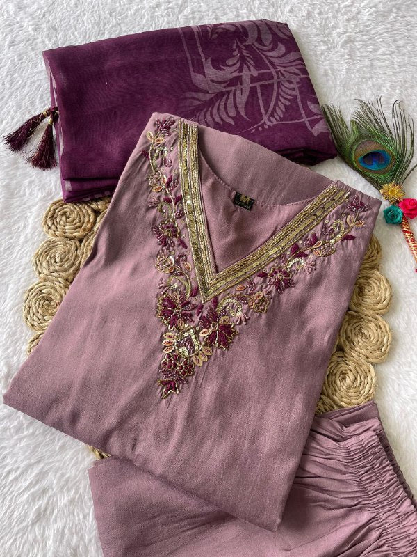 Ice Wine Handwork Kurti with intricate embroidery.
