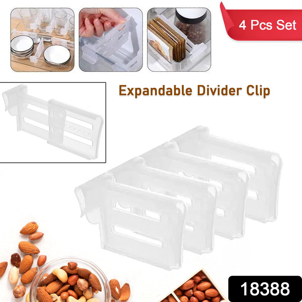 Set of 4 white plastic clips for refrigerator internal drawer shelves and dividers