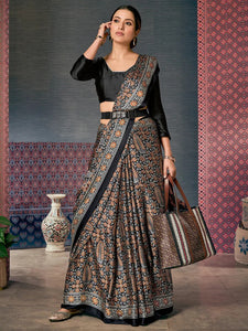 Indian Celebrity Wear Ajrakh Print Saree | TRENDBUY