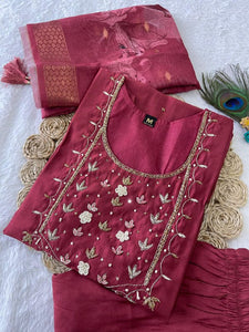 Indian Red Handwork Kurta Pant Dupatta | TRENDBUY
