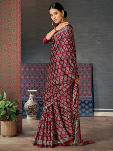 Indian Traditional Ajrakh Print Saree | TRENDBUY