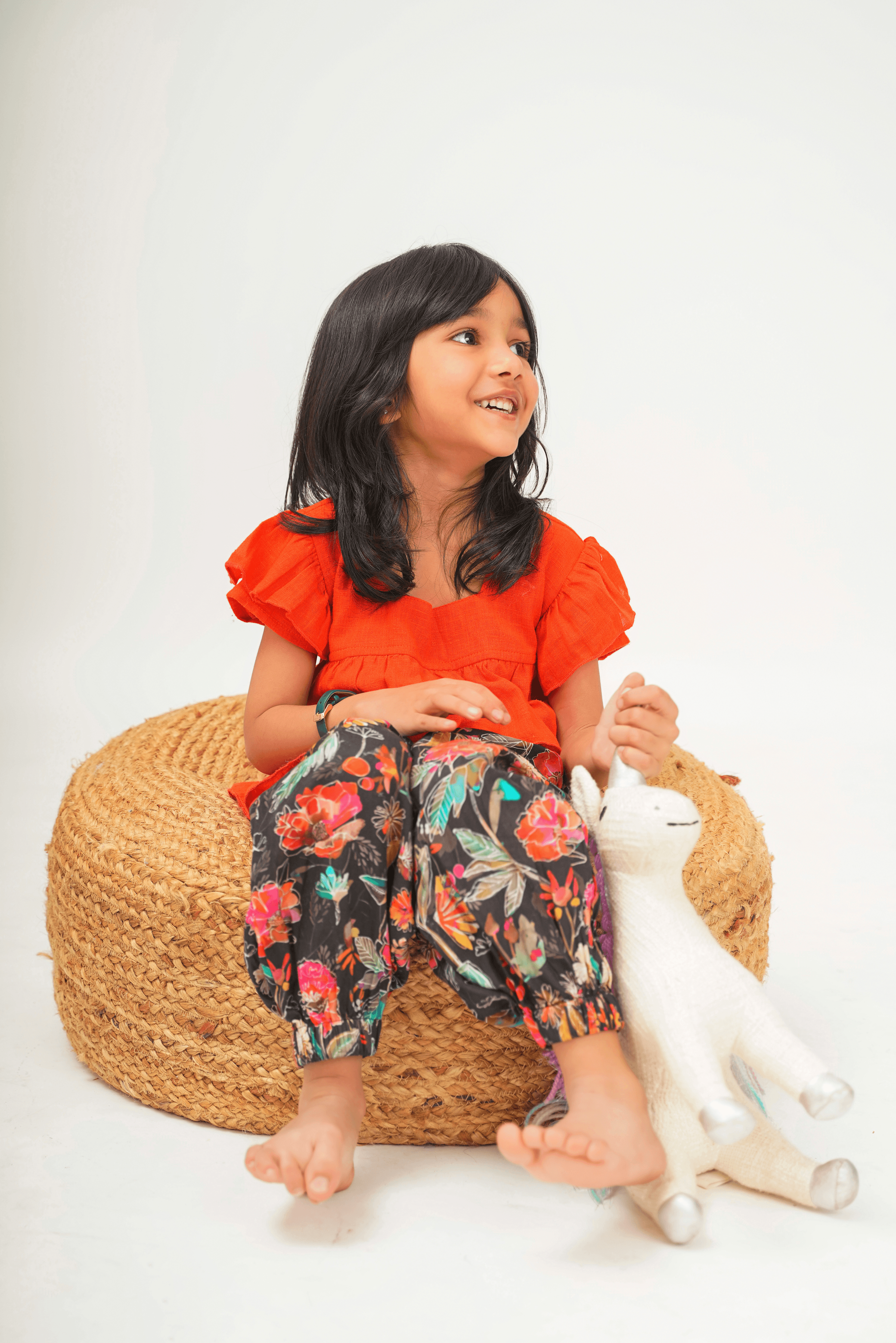 Girls Pure cotton layered top with balloon pants set