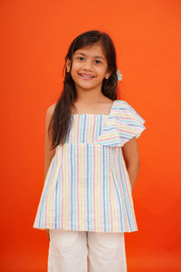 Girls Seersucker 100% Cotton Multicolor Summer Top | TRENDBUY