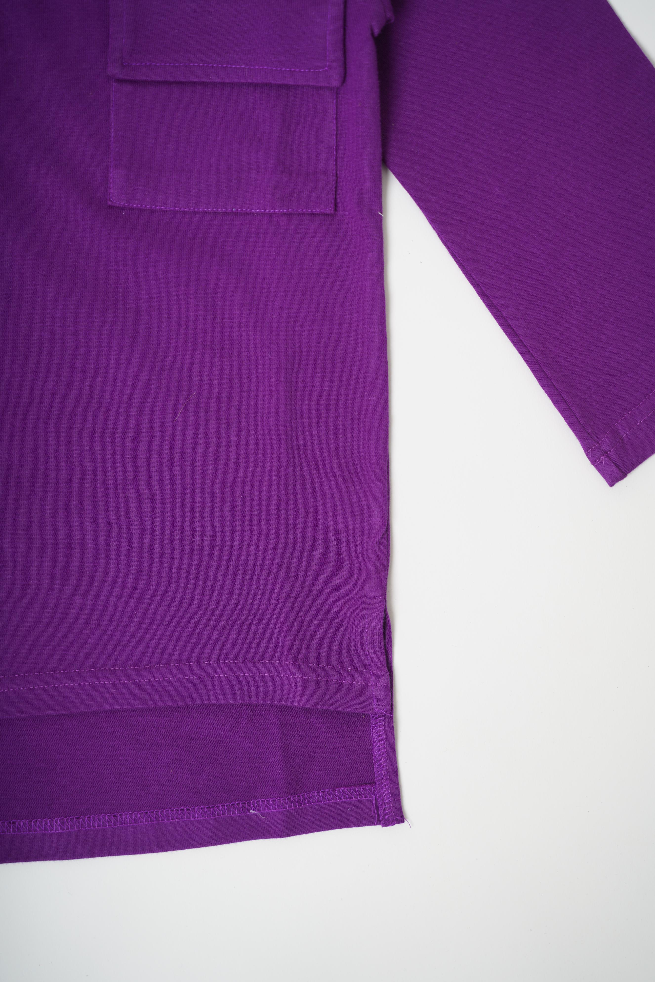 Girls 100% Cotton Knit Purple Loungewear with pockets