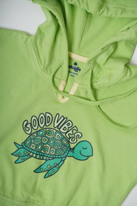Girls Green Sleeveless Cotton Knit Hoodie - Summer Collection | TRENDBUY