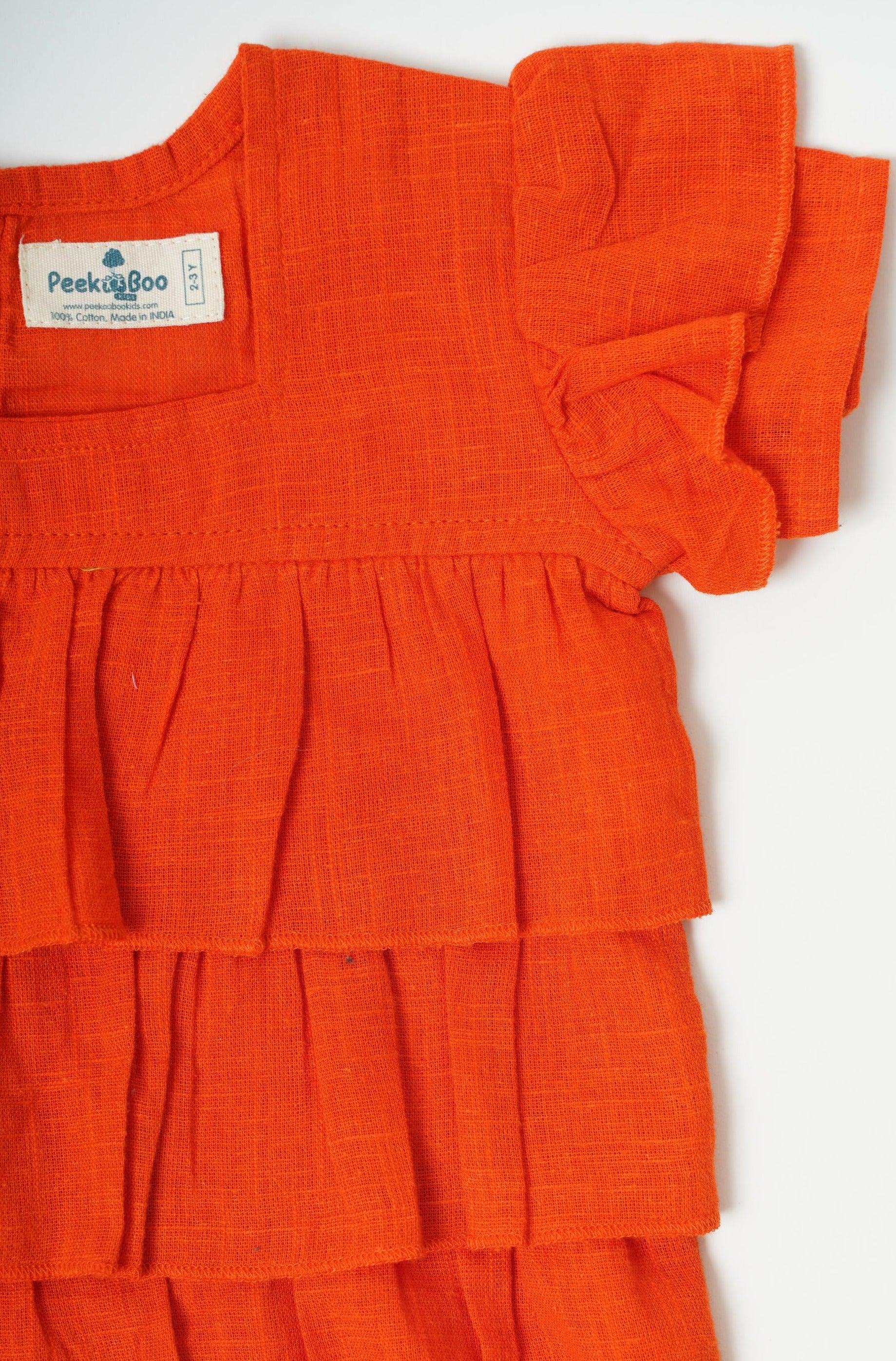 Girls pure cotton layered orange top