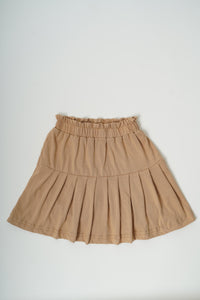 Girls 100% Cotton Knit Pleated Brown Skorts | TRENDBUY