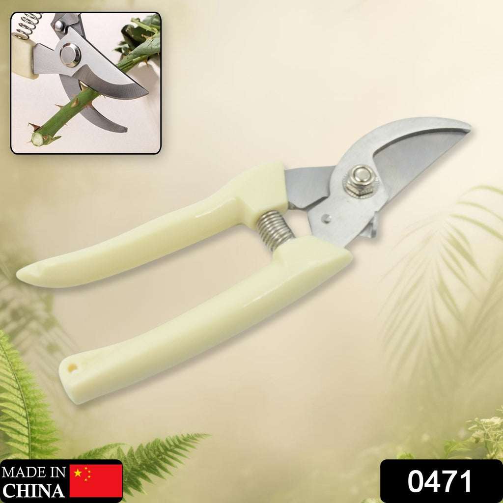 Stainless steel pruning shears with sharp blades and a comfortable handle for durable, heavy-duty garden cutting.