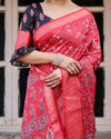Ajrakh Print Banarasi Silk Saree | Festive Wear
