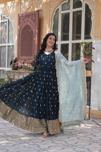 Designer Party Wear Embroidered Gown with Dupatta - Fully Stitched
