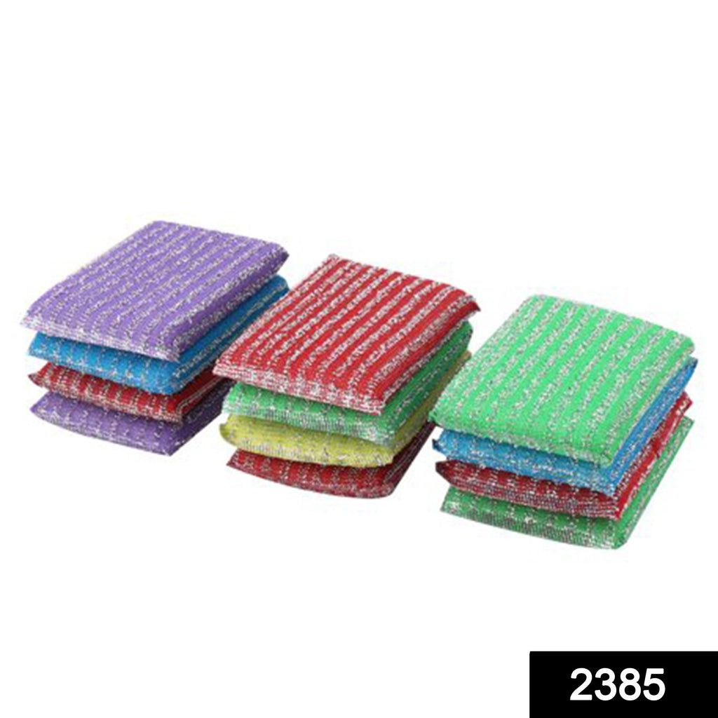 Green scratch-proof kitchen utensil scrubber pads, pack of 12.