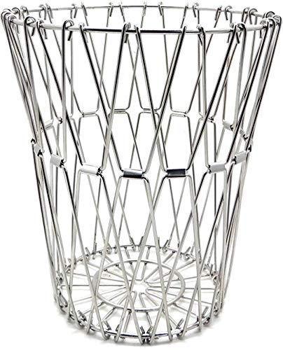 Multipurpose foldable stainless steel wire fruit bowl filled with fresh produce for dining