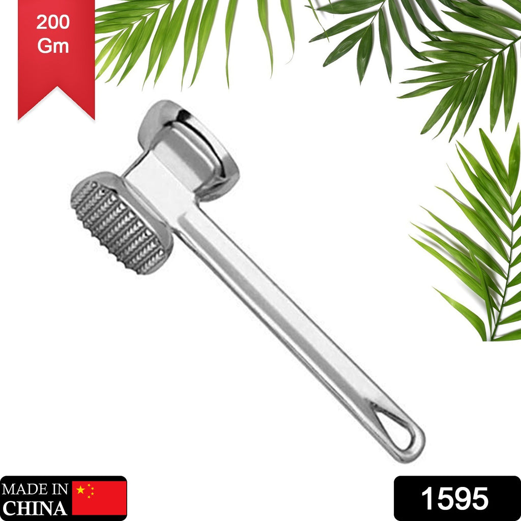 Aluminium double-sided meat mallet hammer tool for tenderizing steak and various meats.