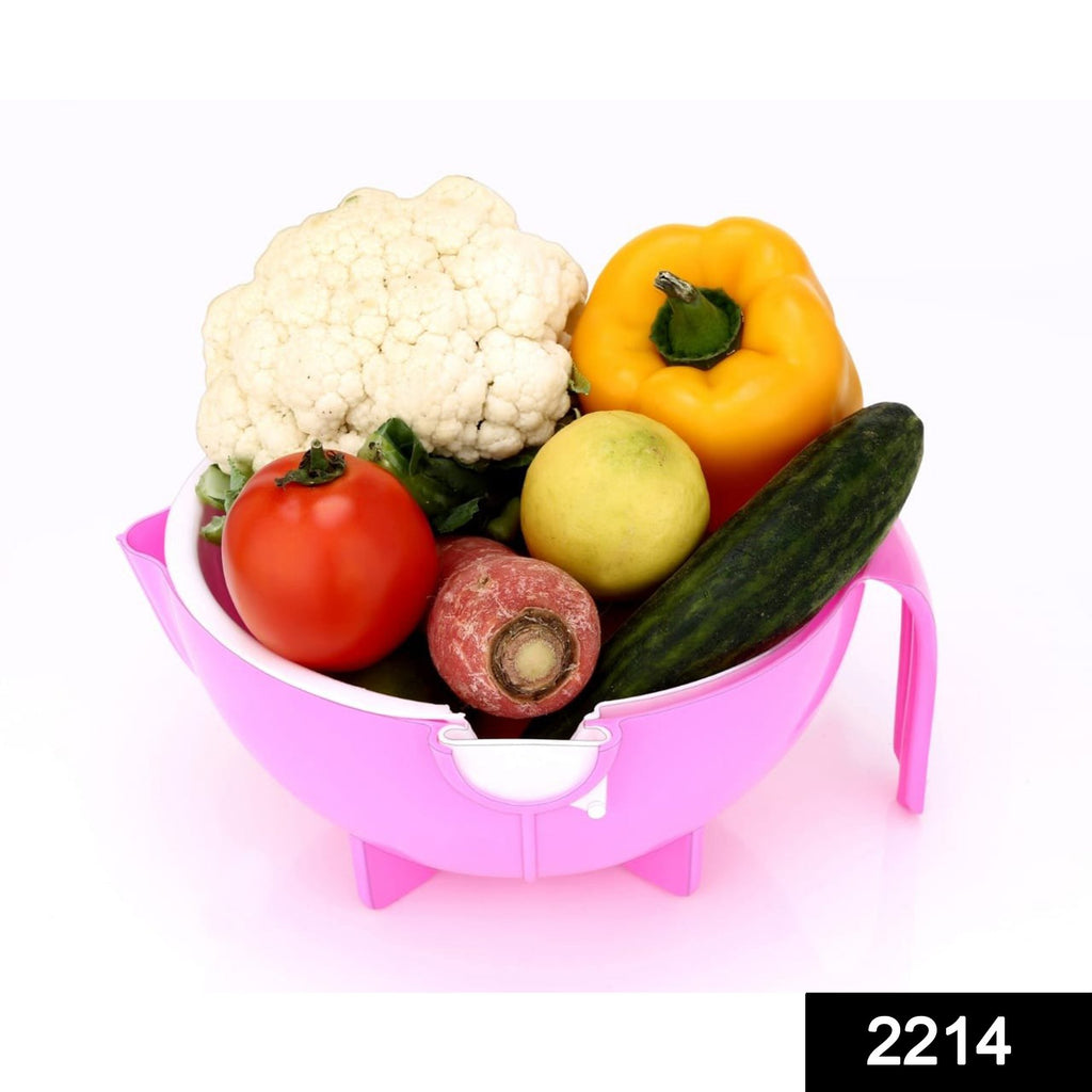 Person using multifunctional vegetable fruit cutter shredder with rotating drain basket