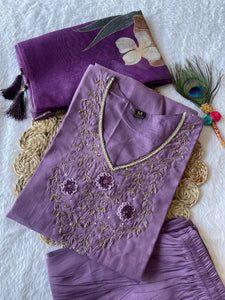 Diwali Special Light Purple Kurti Pant Dupatta Set | TRENDBUY