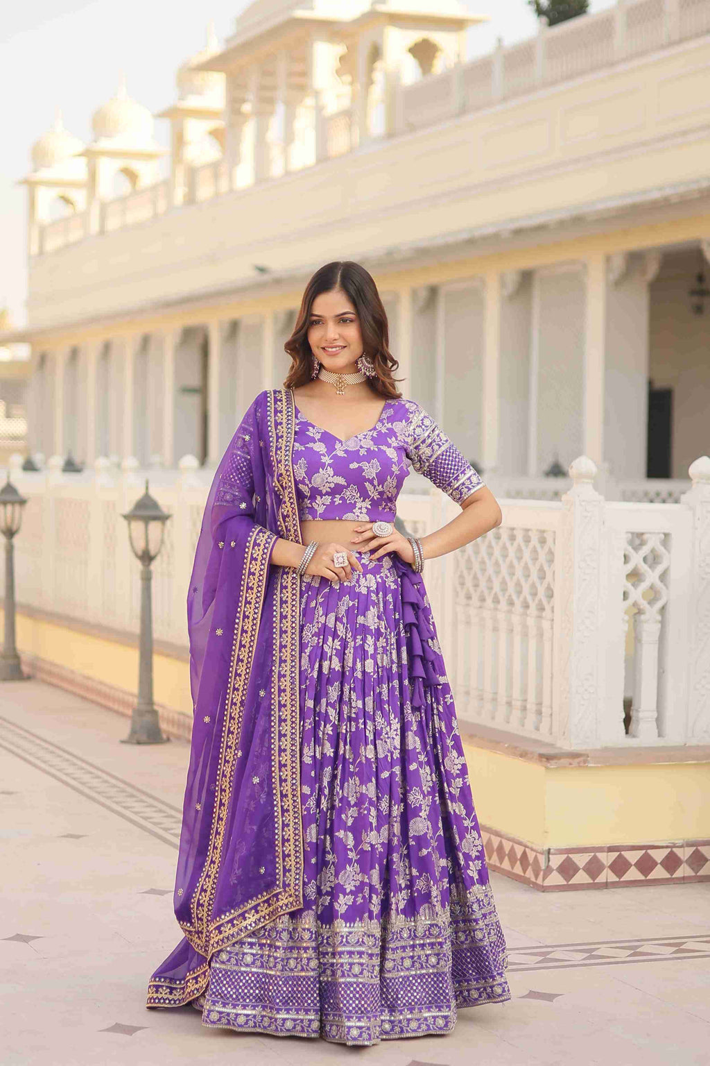Lavender color lehenga choli with matching duppatta