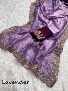 Lavender Wedding Gold Crush Saree | TRENDBUY