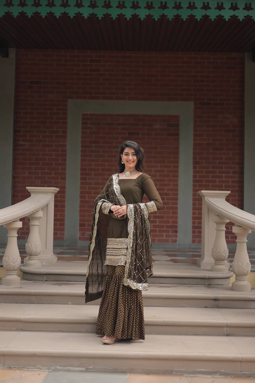 long sleeve sharara dress TRENDBUY: Embroidered Sharara Suit for Mehndi & Festivals – TREND BUY