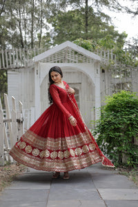 Maroon Anarkali Gown with Dupatta | TRENDBUY