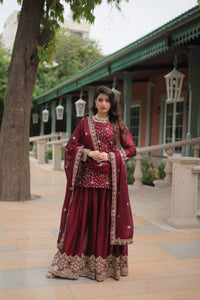 Maroon Color Weddingwear Sarara Suit