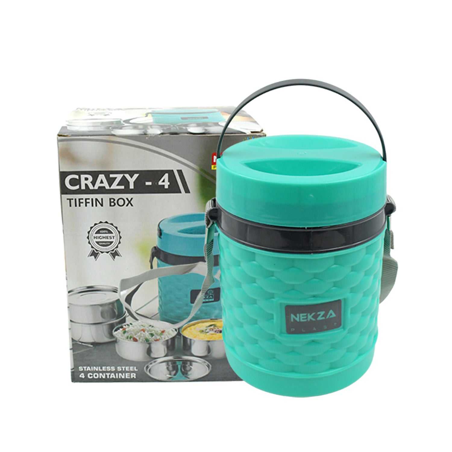 2364 Double Wall Insulated Stainless Steel Tiffin 4 Compartment Lunch Box With Handle Stackable Stainless Steel Lunch Box Bpa Free Leakproofdabba For Office Home Shool Hot Outer Plastic Tiffin Box Set (1 Pc 4 Compartment)