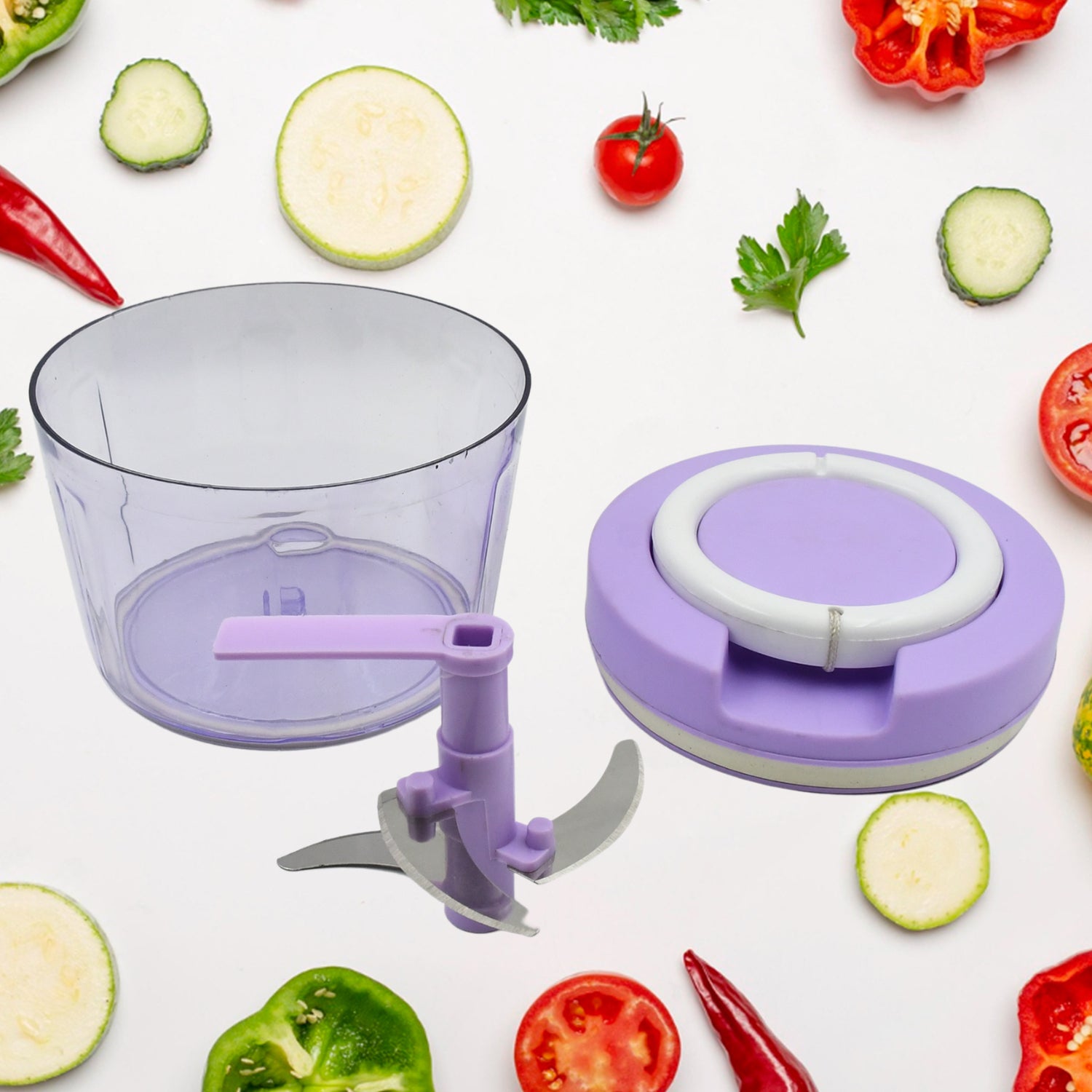 5581 Miracle Ring Chopper Quick Handy Chopper Vegetable And Fruit Chopper With Lid Chop In 10 Seconds Mini Portable Food Processor For Kitchen With 3 Blades For Effortless Chopping Of Onion Veggies
