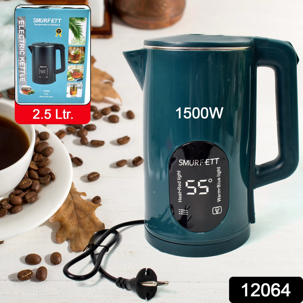 Electric kettle with digital temperature display for 55-degree constant temperature control.