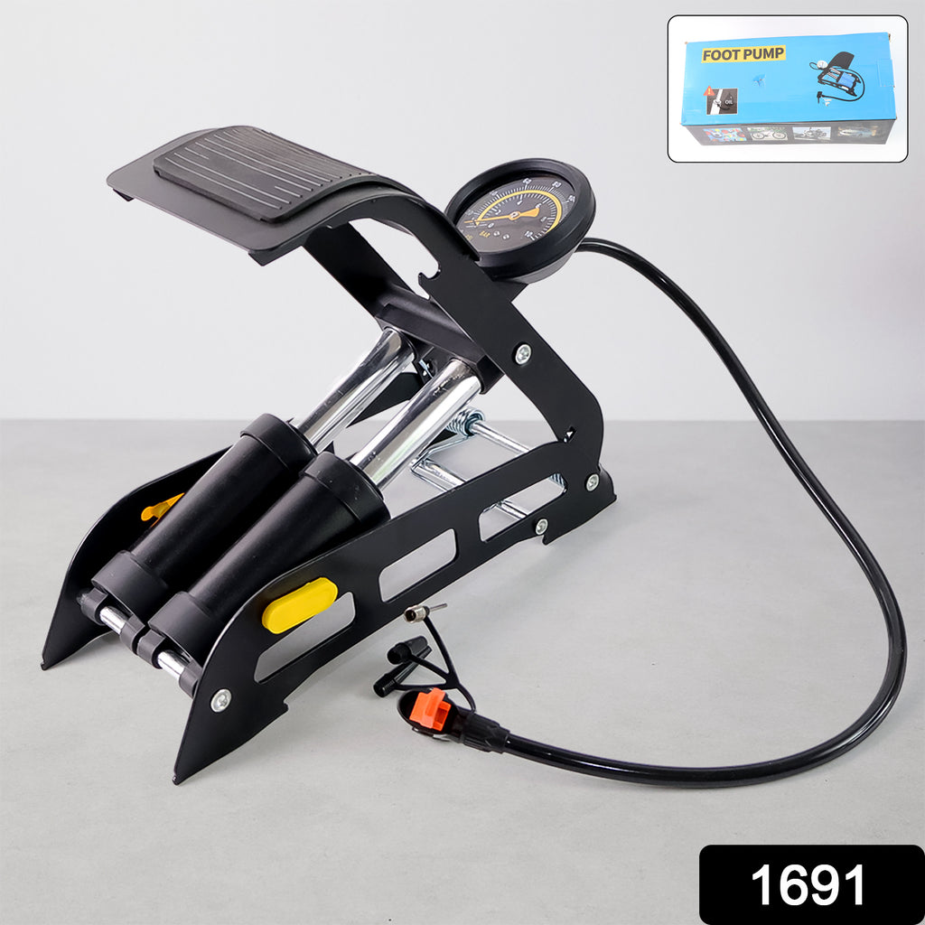 1691 portable high pressure foot air pump compressor inflating a car tire