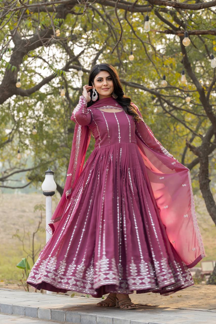 New Festival Heavy Work Long Gown with intricate embroidery and festive embellishments