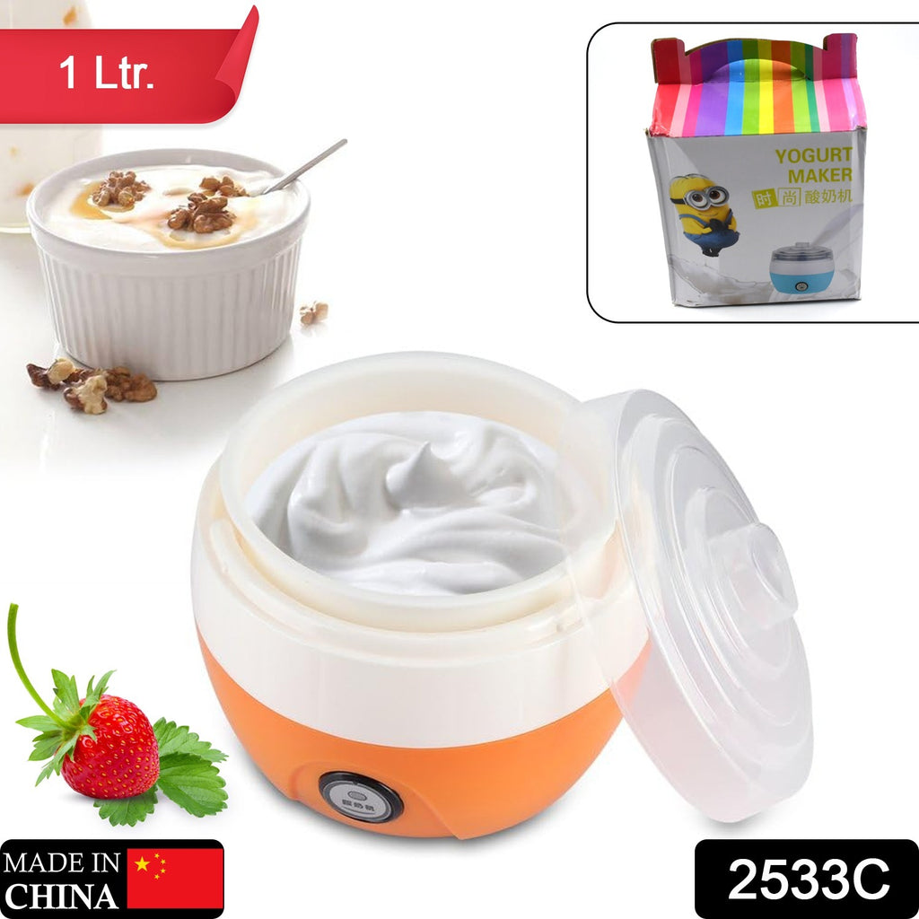 2533c 1L automatic electronic yogurt maker machine with a clear lid and plastic container for home use.