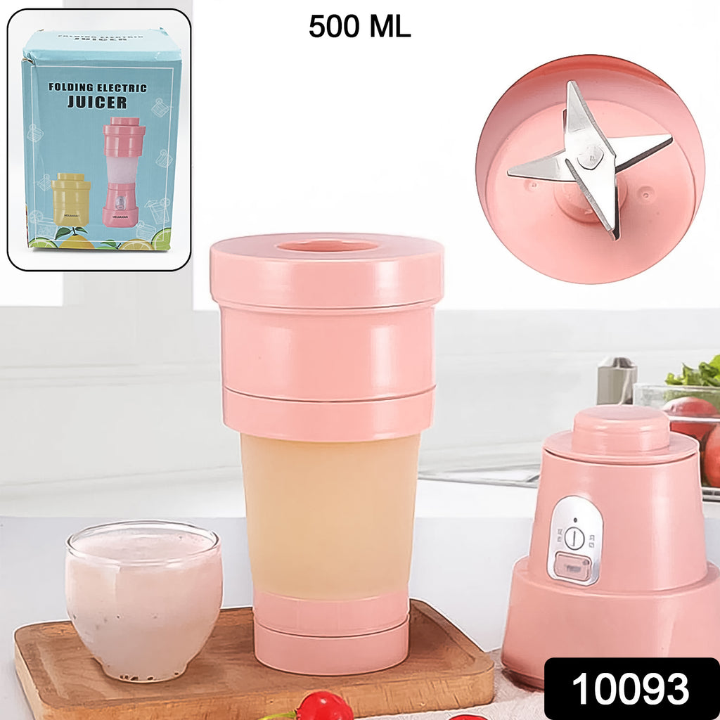 Foldable portable electric juicer blender, stainless steel 6 blades for fresh drinks.
