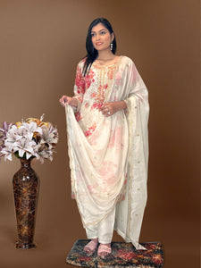 Off White Pure Kundan Organza Dress | TRENDBUY