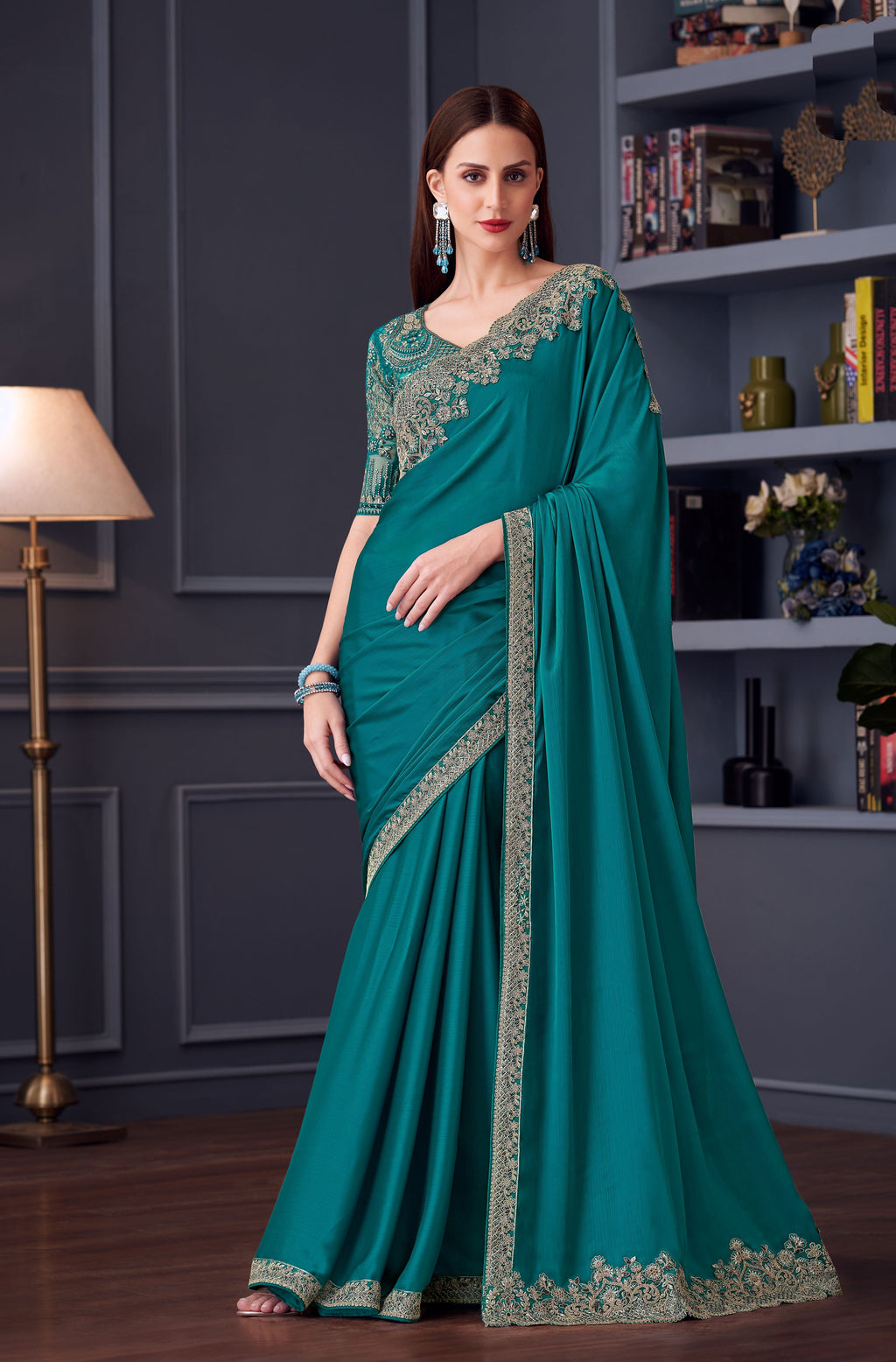 Flowing Opium Silk Chiffon Saree for party wear, showcasing elegant drape and rich color.