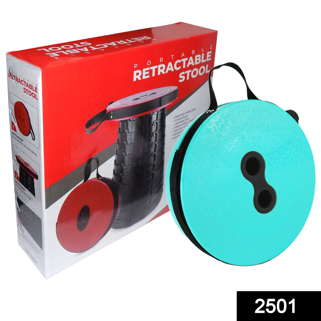 Space-saving 2501 foldable telescopic stool, shown extended with adjustable height.