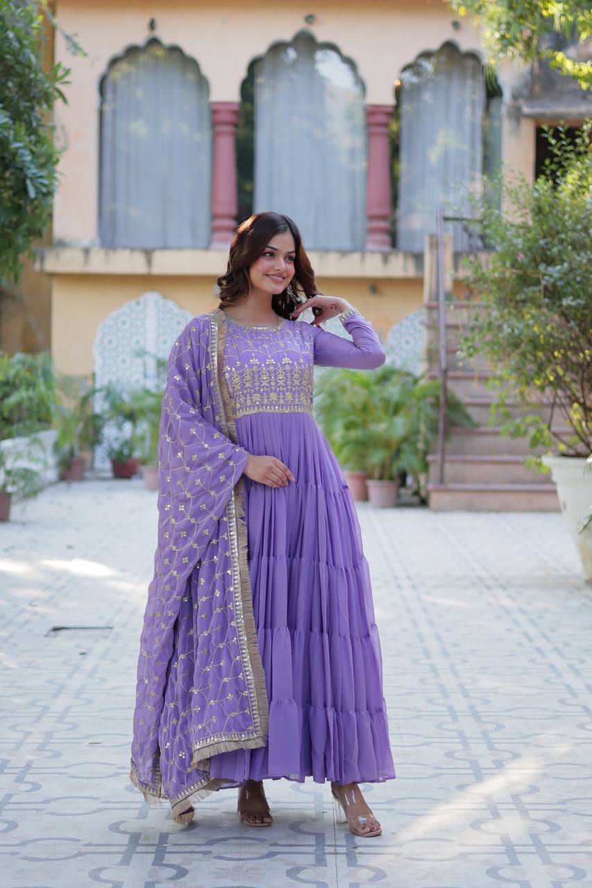 Elegant fully flair long party wear gown