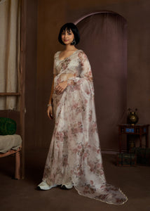 Party Wear Organza With Digital Print Saree | TRENDBUY