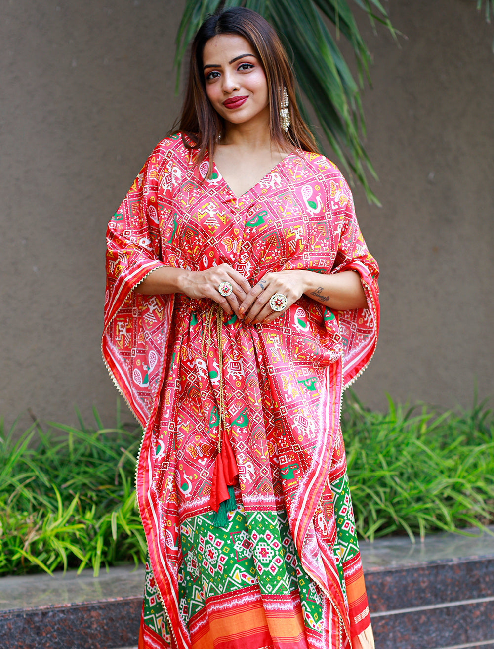 Nardev Fashion Patoda Pure Gajji Silk Kaftan, a vibrant choice for Sangeet and Wedding events.