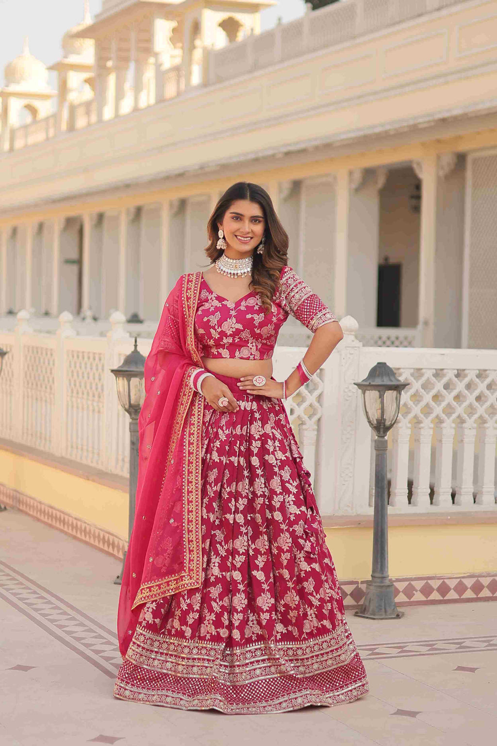 Pink lehenga choli and dupatta