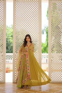 Pista Alia Cut Gown with Dupatta | TRENDBUY