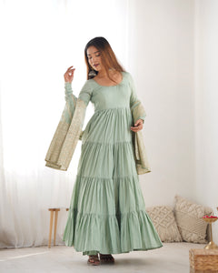 Pista Roman Silk Chanderi Anarkali Gown | TRENDBUY