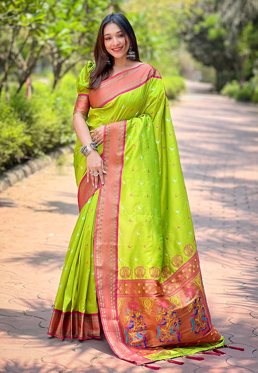 Pista green Yeola Maharashtrian Paithani saree
