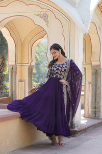 Purple Faux Blooming Sequin Gown with Duppatta | TRENDBUY